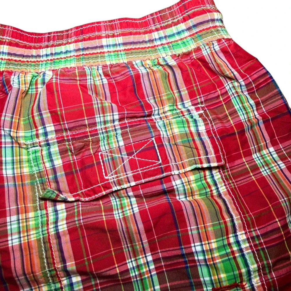 Polo Ralph Lauren Mens XXL Plaid Swim Trunks Red Green Blue Board Shorts Lined
